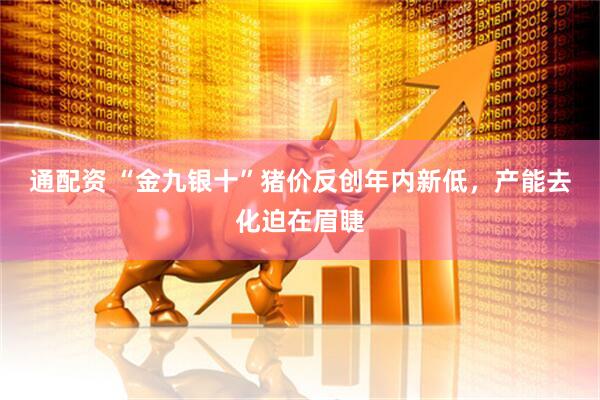 通配资 “金九银十”猪价反创年内新低，产能去化迫在眉睫