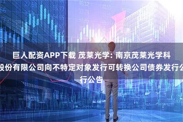 巨人配资APP下载 茂莱光学: 南京茂莱光学科技股份有限公司向不特定对象发行可转换公司债券发行公告