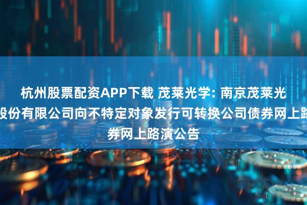 杭州股票配资APP下载 茂莱光学: 南京茂莱光学科技股份有限公司向不特定对象发行可转换公司债券网上路演公告