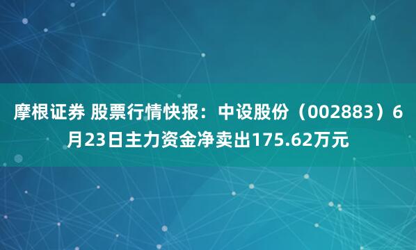 摩根证券 股票行情快报：中设股份（002883）6月23日主力资金净卖出175.62万元
