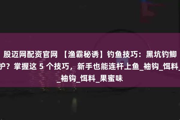 股迈网配资官网 【渔霸秘诱】钓鱼技巧：黑坑钓鲫鱼想爆护？掌握这 5 个技巧，新手也能连杆上鱼_袖钩_饵料_果蜜味